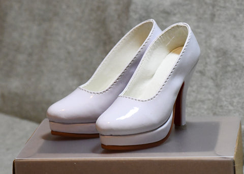 Glossy white high heels